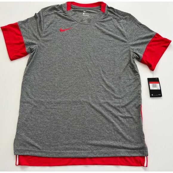 Nike Men's Gray/Red Team Player Short Sleeve CI4545-034 Size L NWT - Picture 1 of 10